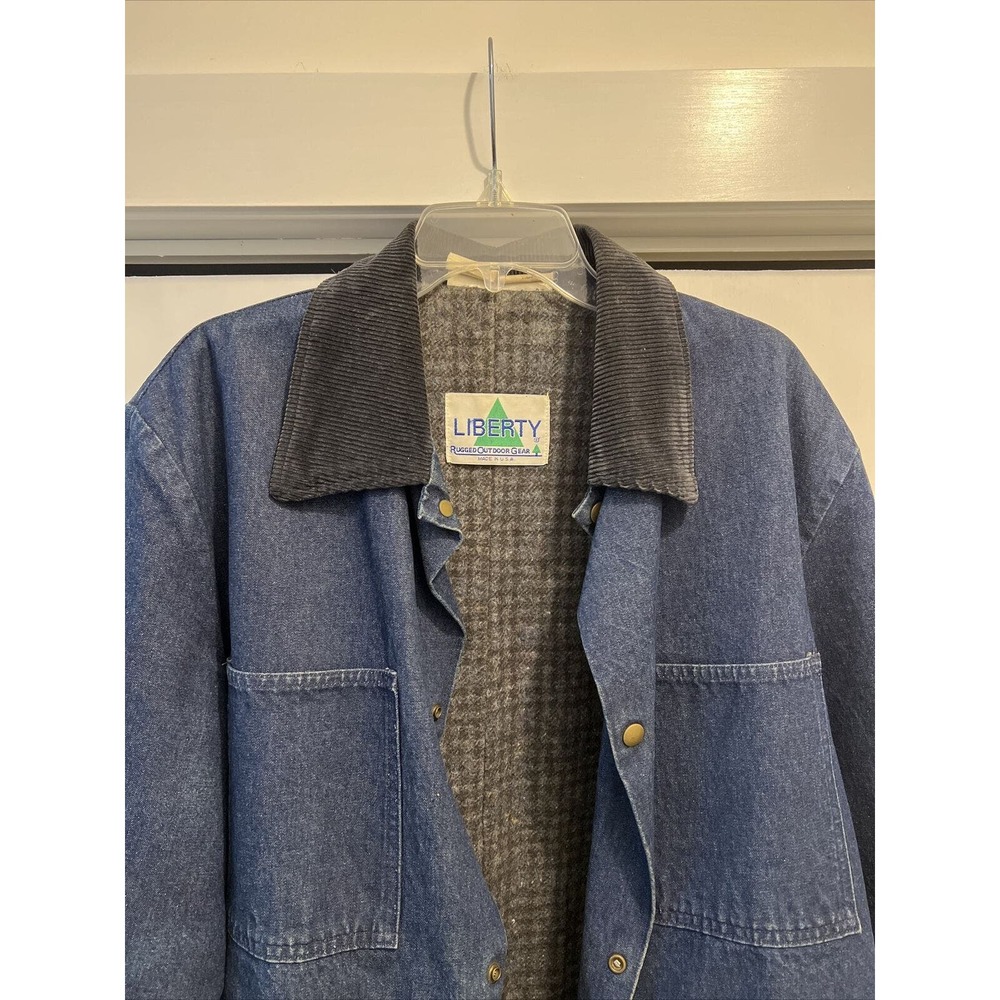VTG 1970s LIBERTY Made In USA Denim Chore Jacket Blanket Lined Sz XL Corduroy - Picture 6 of 10